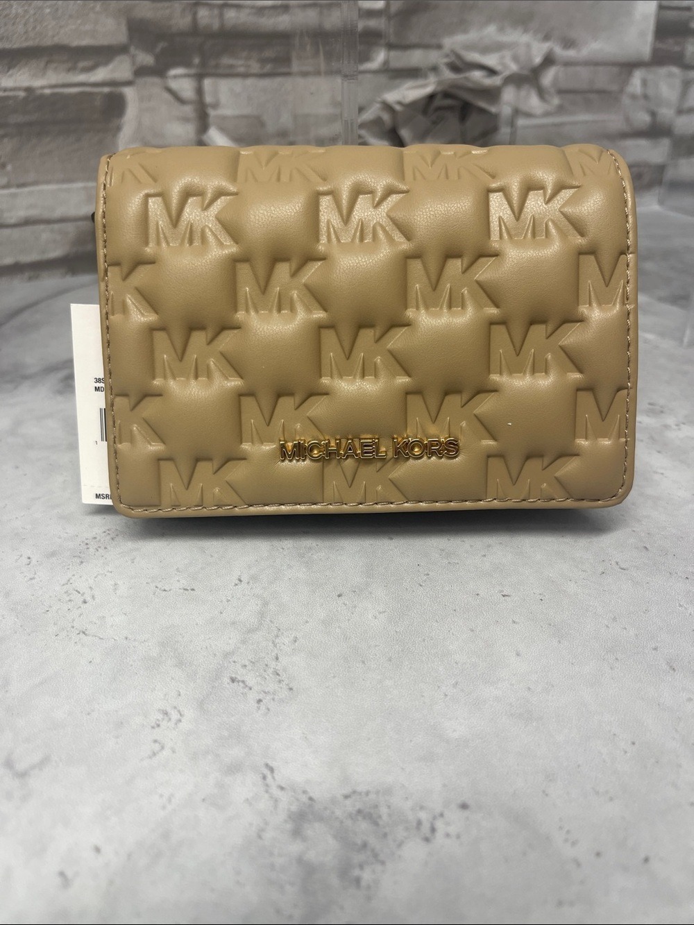 Michael Kors Maple Embossed Puffy Logo Small Satchel & Matching Wallet Camel Tan - Picture 10 of 14